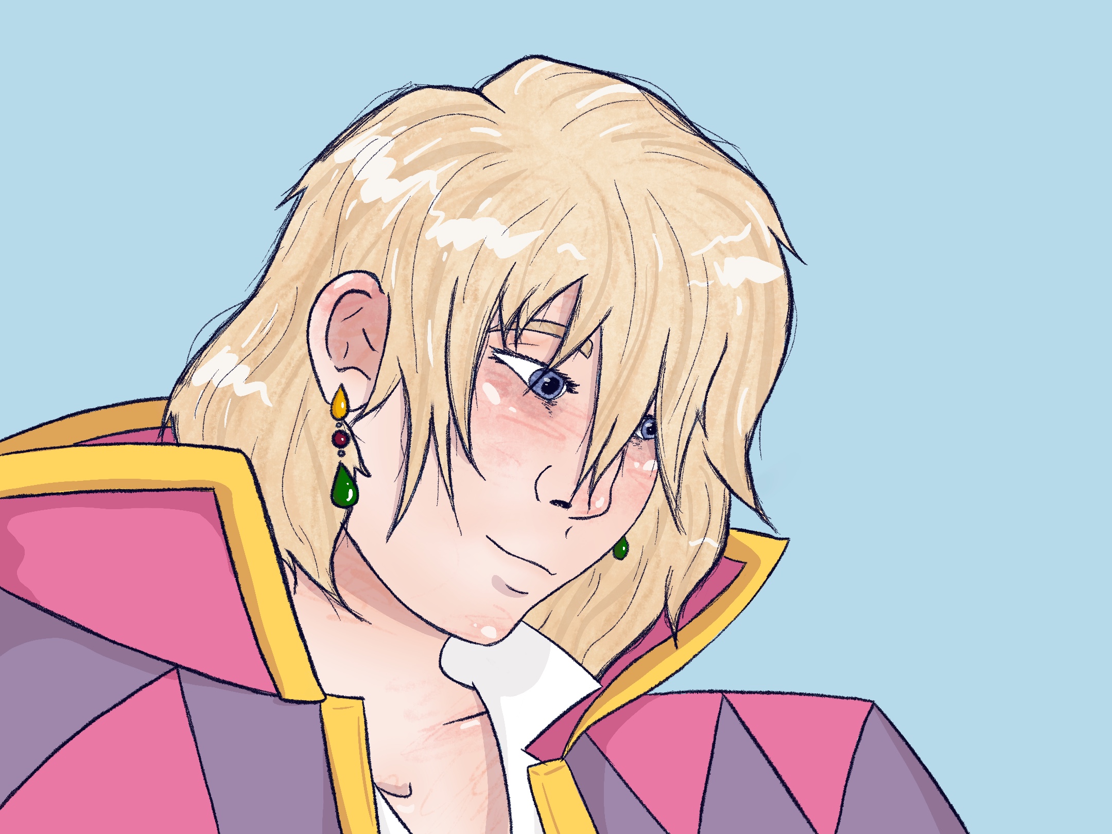 howl from howl's moving castle, from a 3/4 perspective